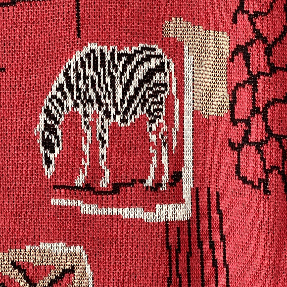 Peter Popovitch Cardigan Womens L Art to Wear Eccentric Zebra Safari Giraffe Red - Picture 11 of 16